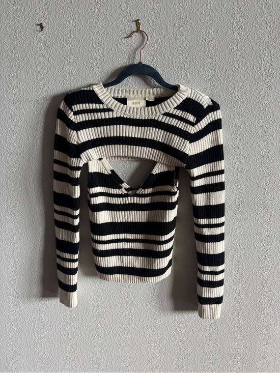 Anthropologie Sweaters - Striped Black and Cream Ribbed Sweater Set